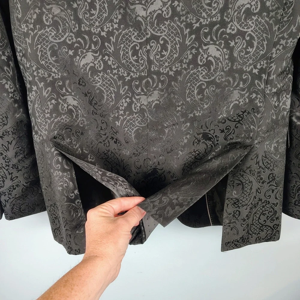 Vinci Mens SZ 40R Blazer Black Jacquard Paisley Dragon Regencycore Formal Jacket